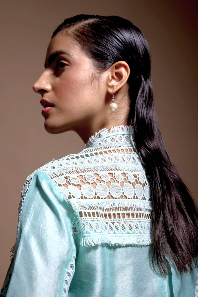 MINT BLUE LACE TOP - dash and dot dash and dot