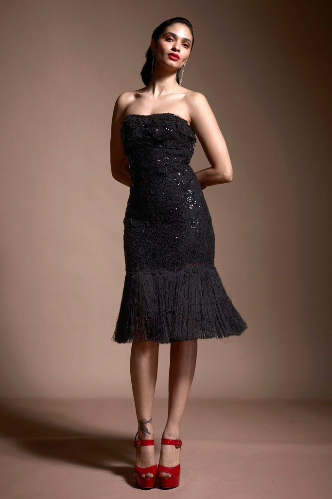 SEQUIN LACE FRINGE HEM DRESS - dash and dot dash and dot