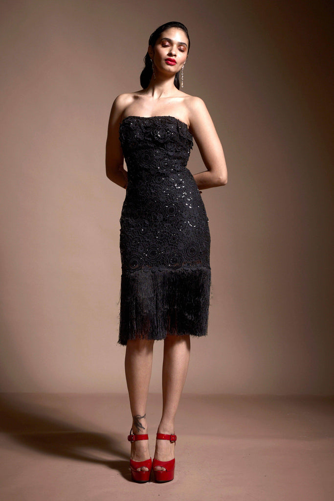 SEQUIN LACE FRINGE HEM DRESS - dash and dot dash and dot