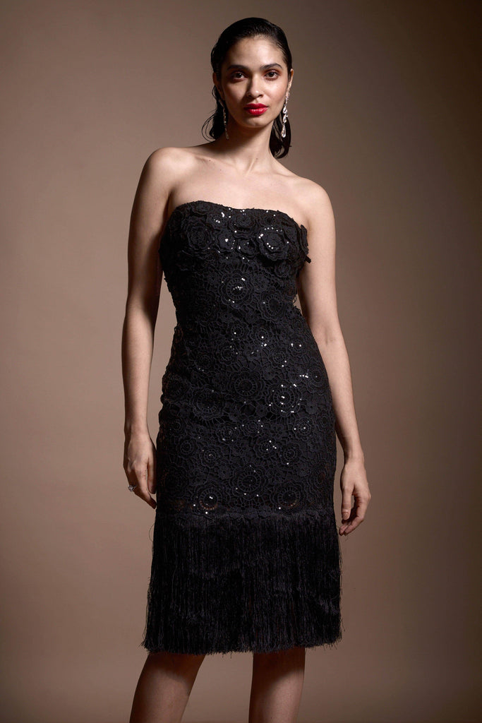 SEQUIN LACE FRINGE HEM DRESS - dash and dot dash and dot