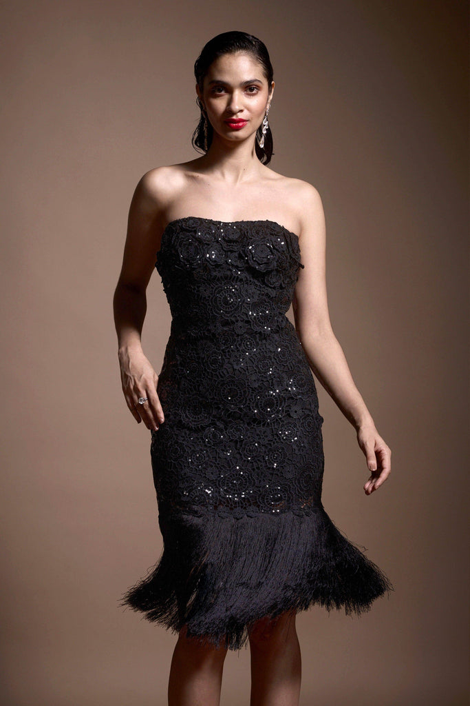 SEQUIN LACE FRINGE HEM DRESS - dash and dot dash and dot