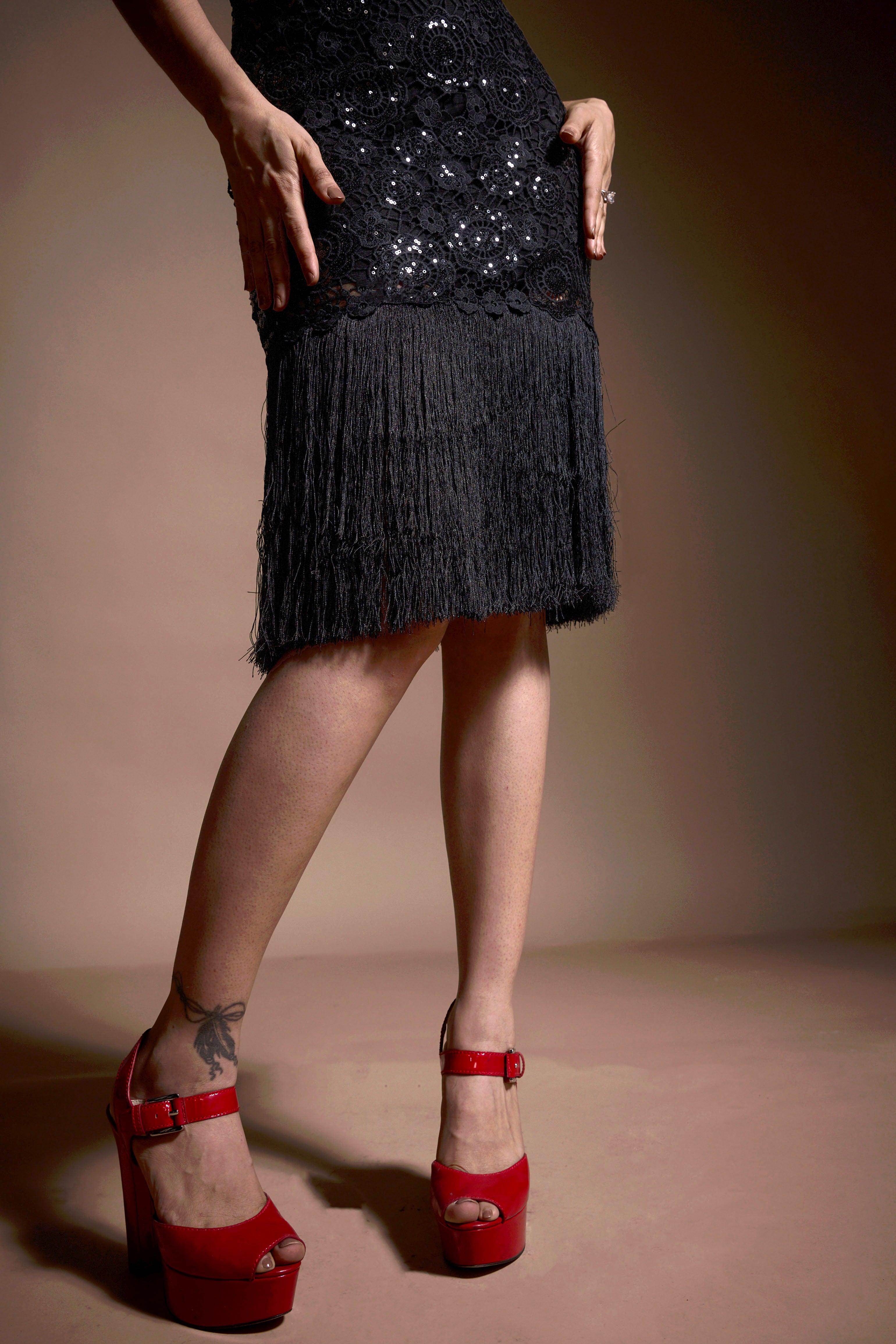 fringe hem sequin dress Phaedra