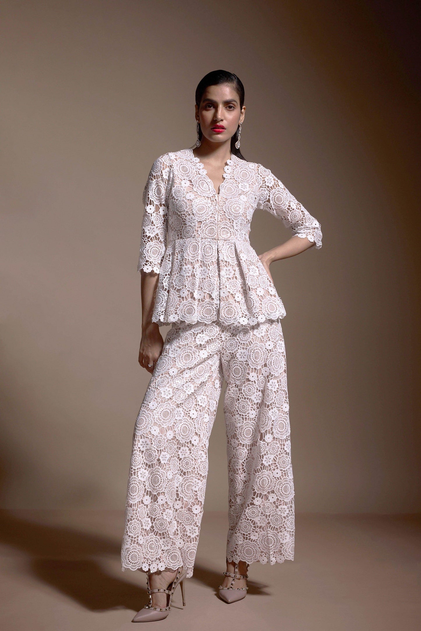 SEQUIN LACE PEPLUM TOP - dash and dot