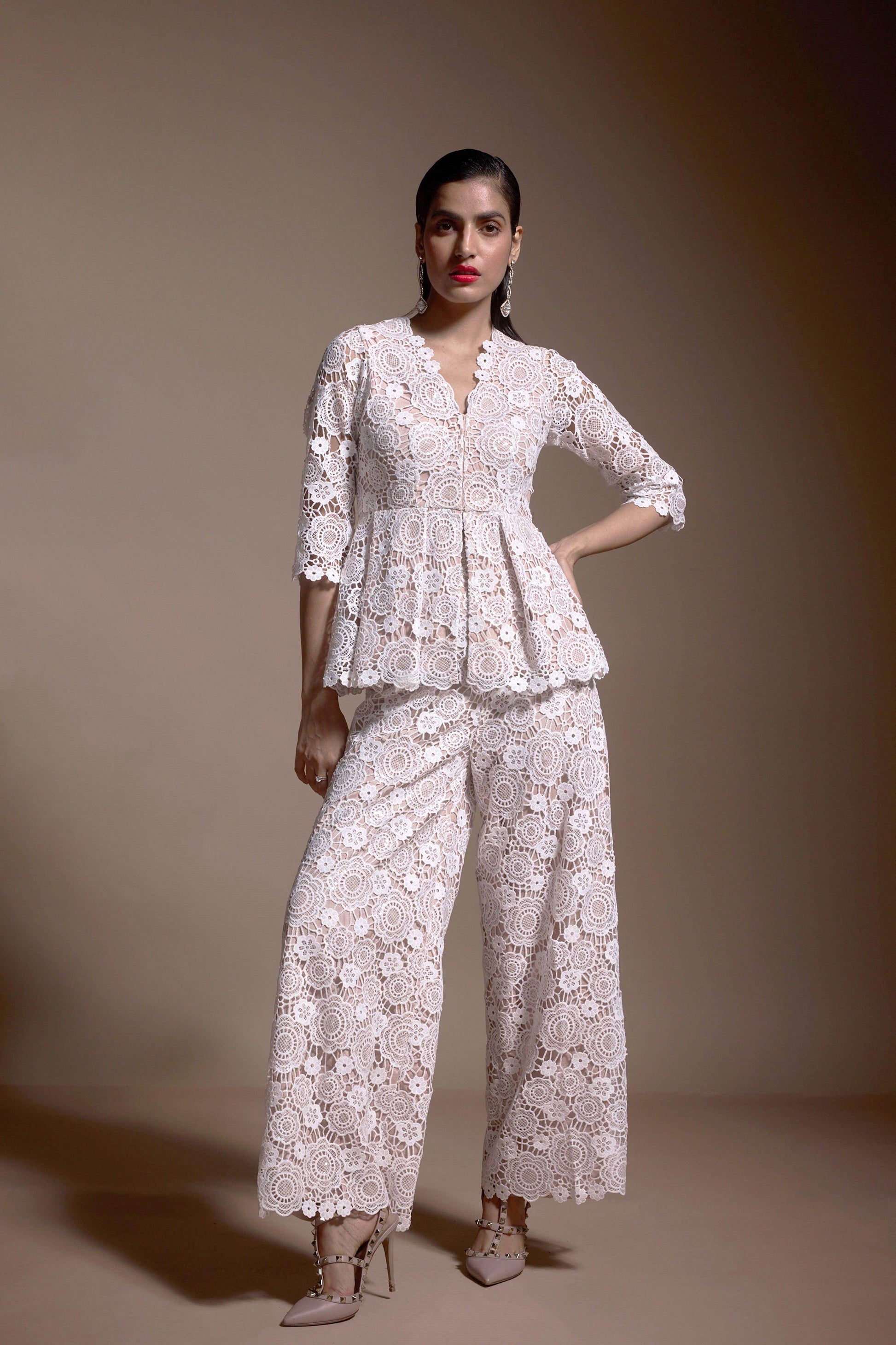 SEQUIN LACE PEPLUM TOP - dash and dot