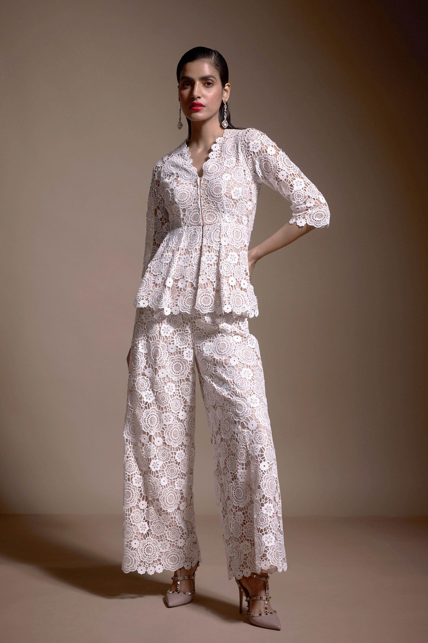 SEQUIN LACE PEPLUM TOP - dash and dot