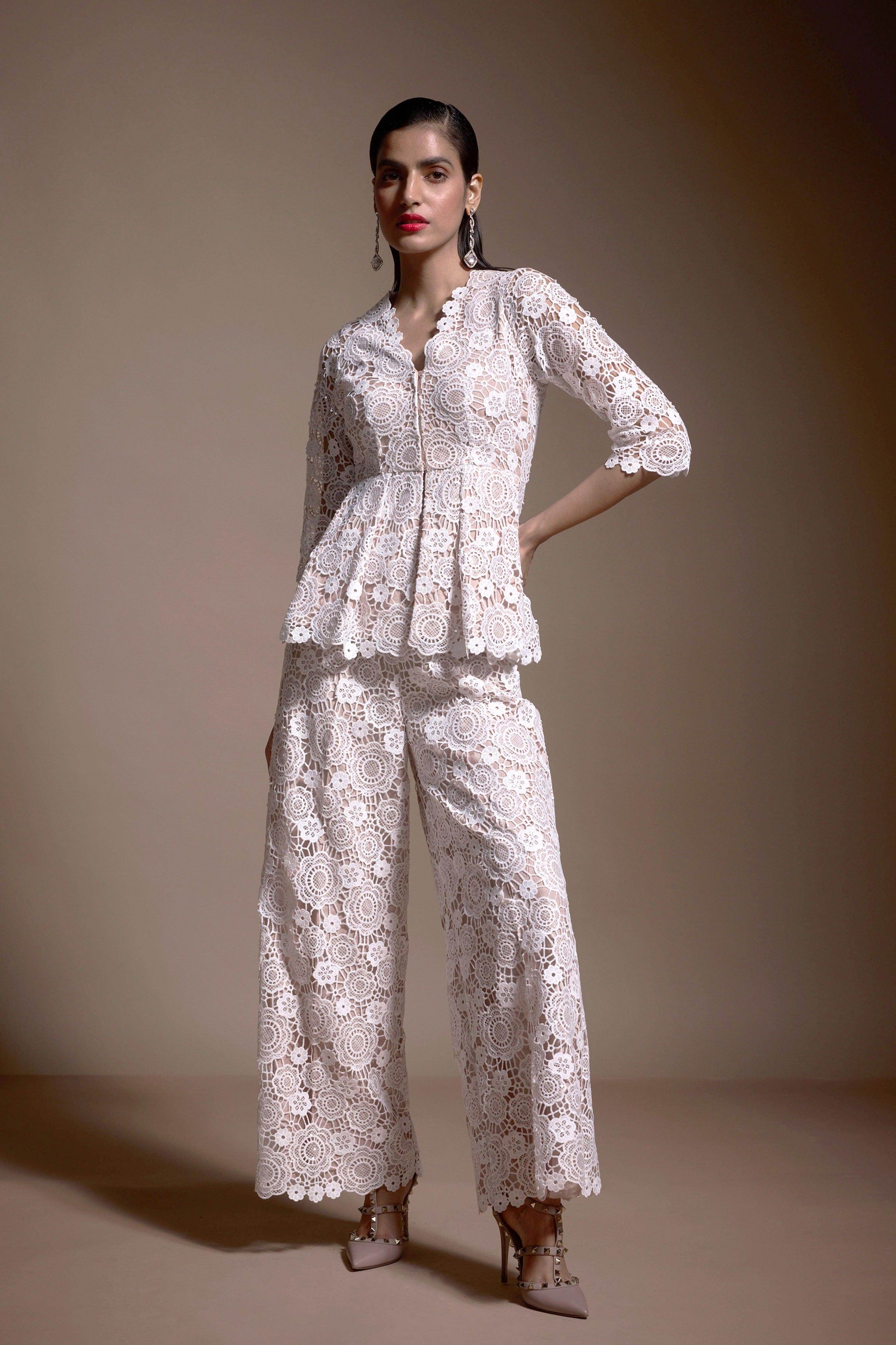 SEQUIN LACE PEPLUM TOP - dash and dot