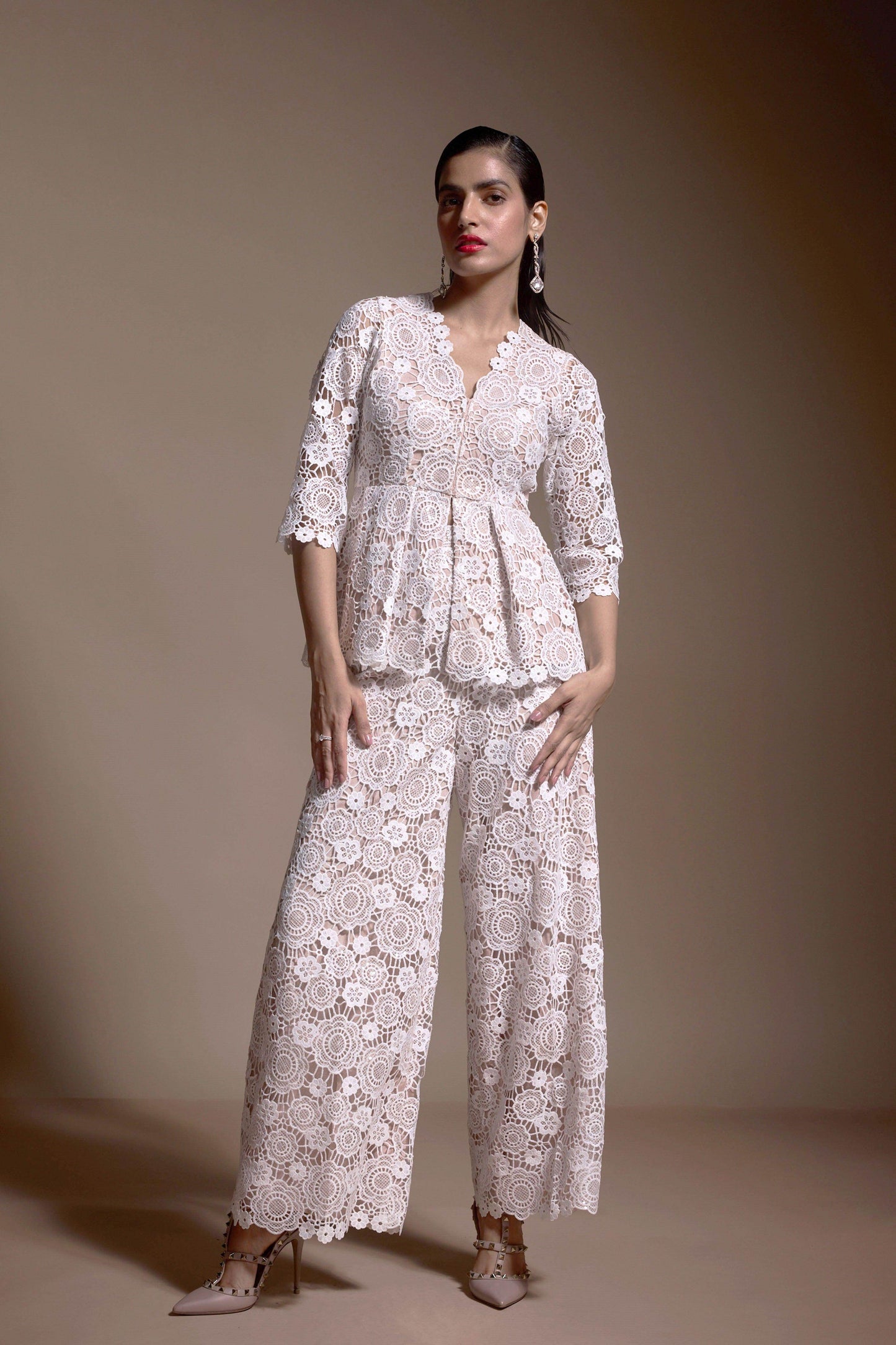 SEQUIN LACE PEPLUM TOP - dash and dot