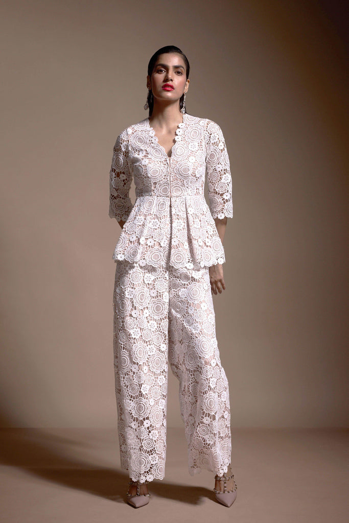 SEQUIN LACE PEPLUM TOP - dash and dot dash and dot