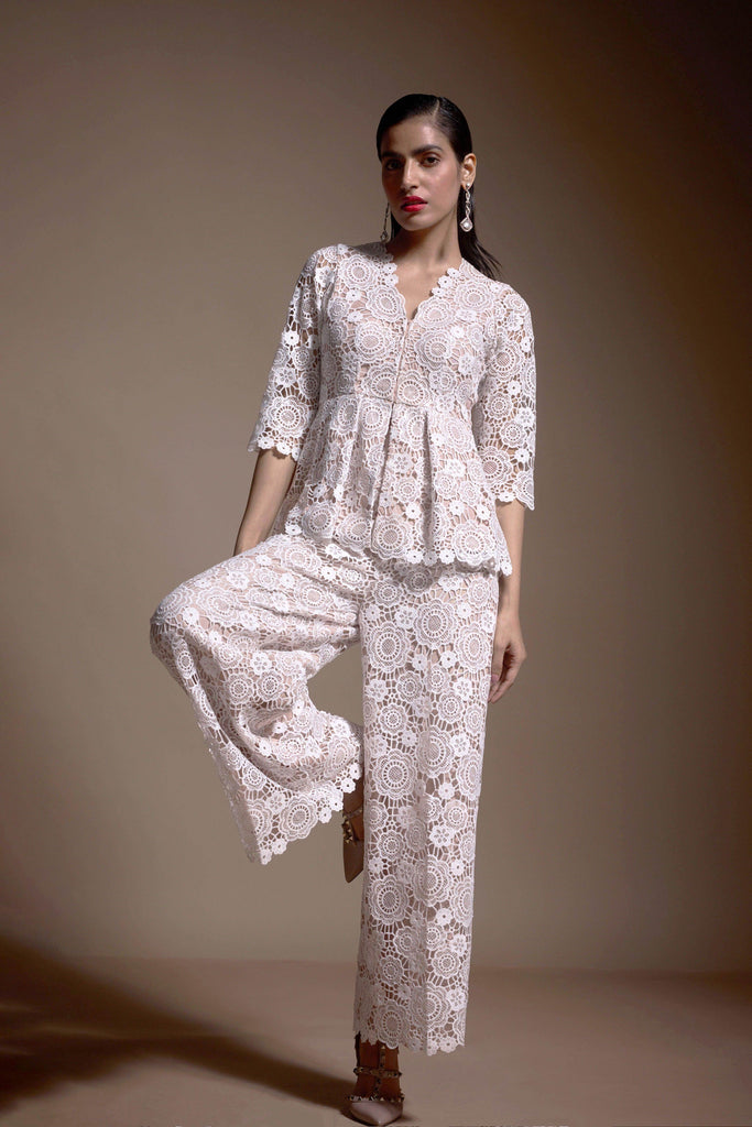 SEQUIN LACE PEPLUM TOP - dash and dot dash and dot