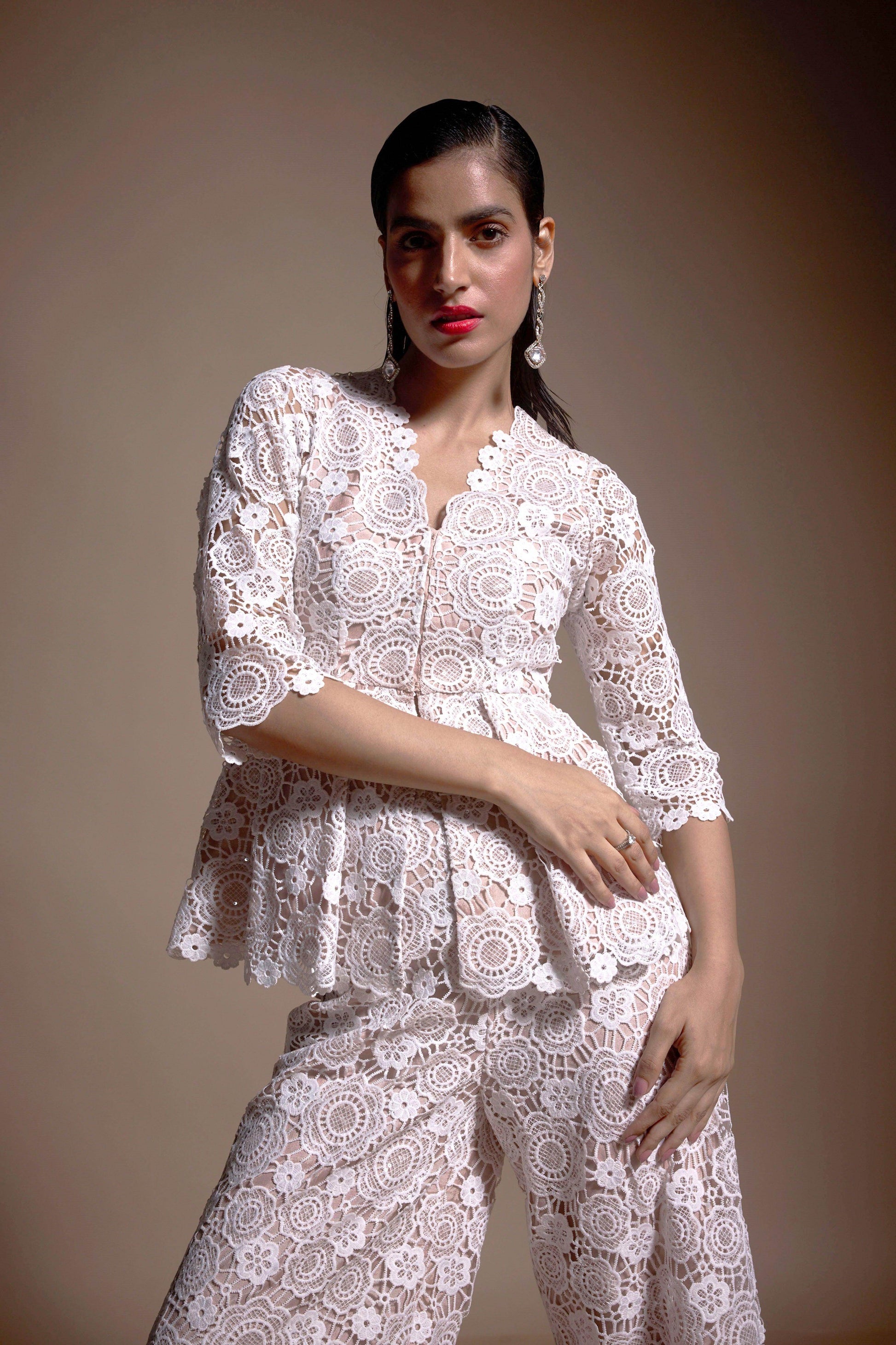 SEQUIN LACE PEPLUM TOP - dash and dot