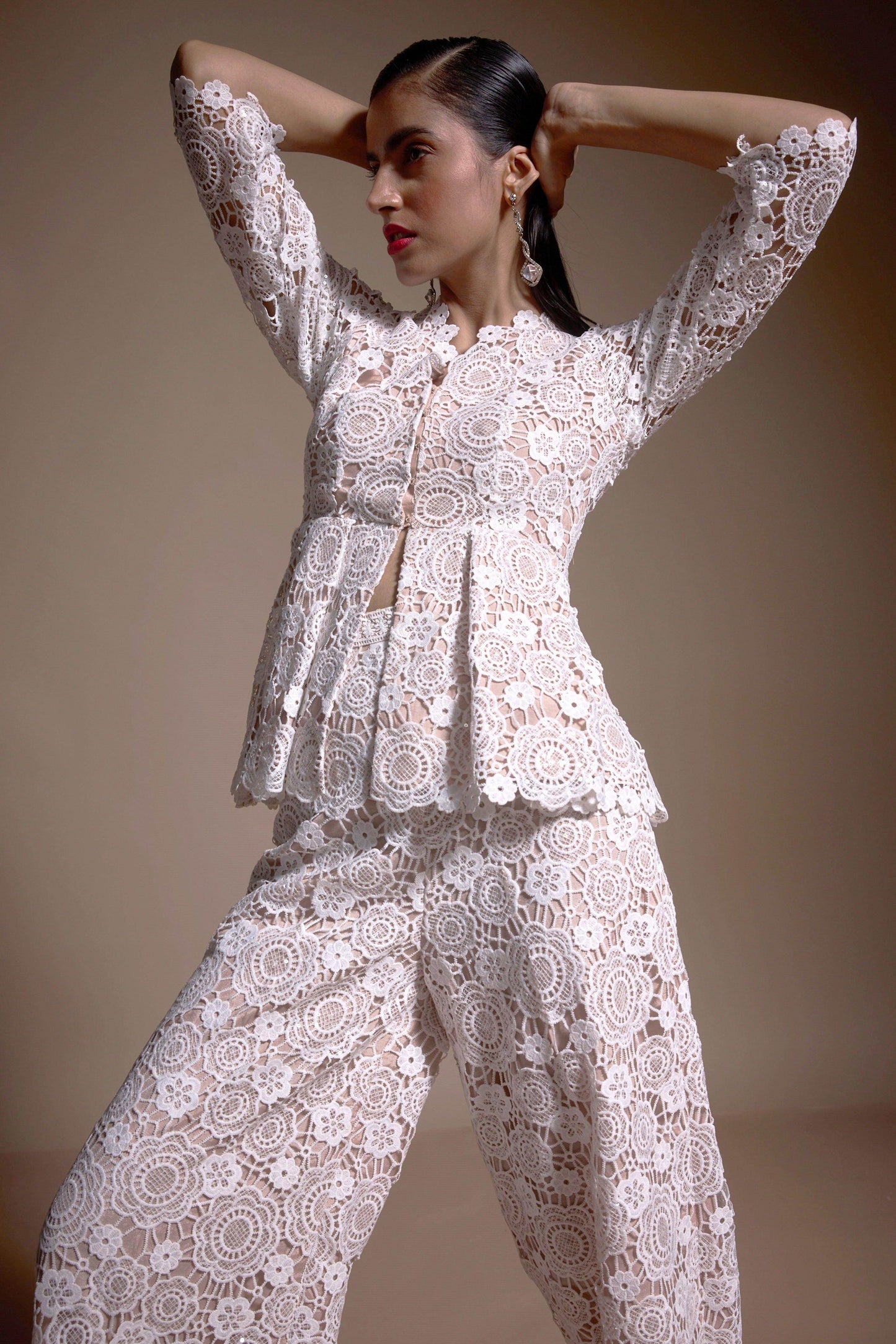 SEQUIN LACE PEPLUM TOP - dash and dot