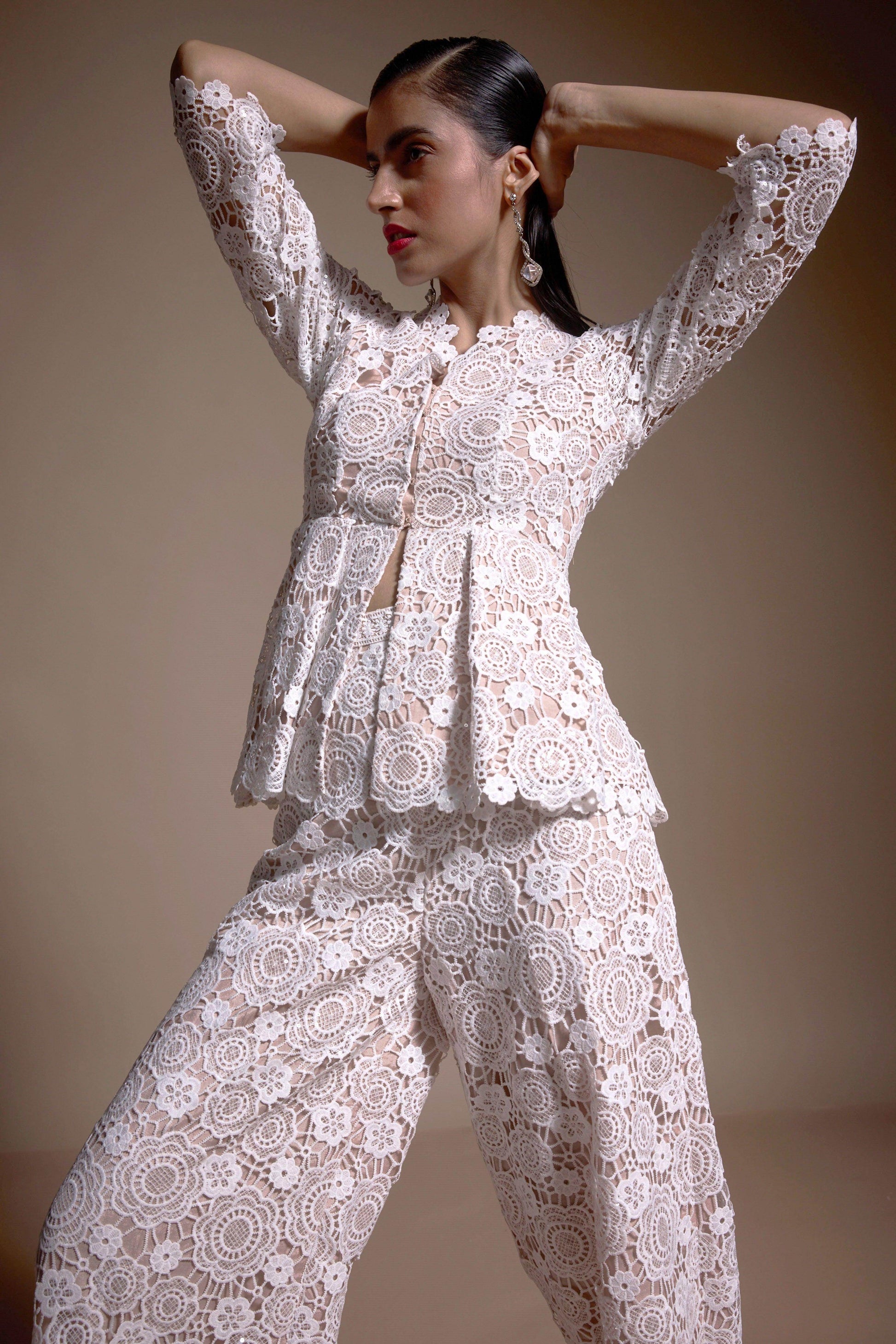 SEQUIN LACE PEPLUM TOP - dash and dot