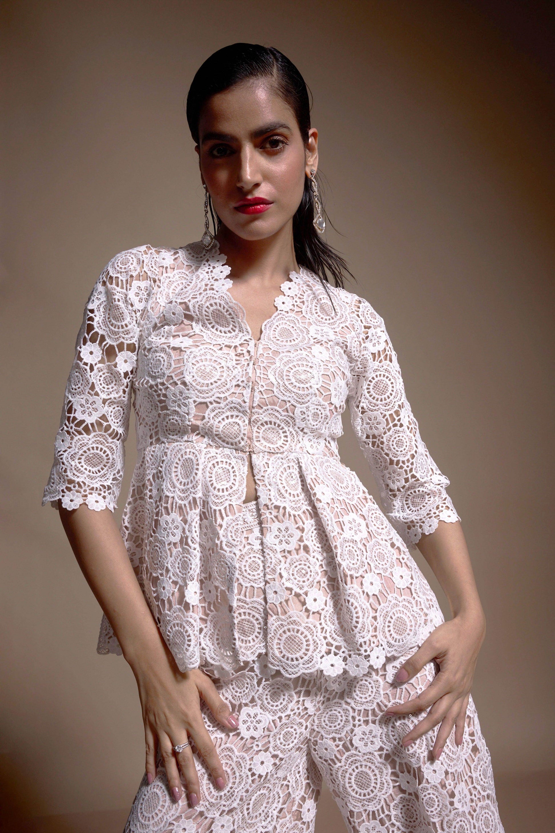 SEQUIN LACE PEPLUM TOP - dash and dot