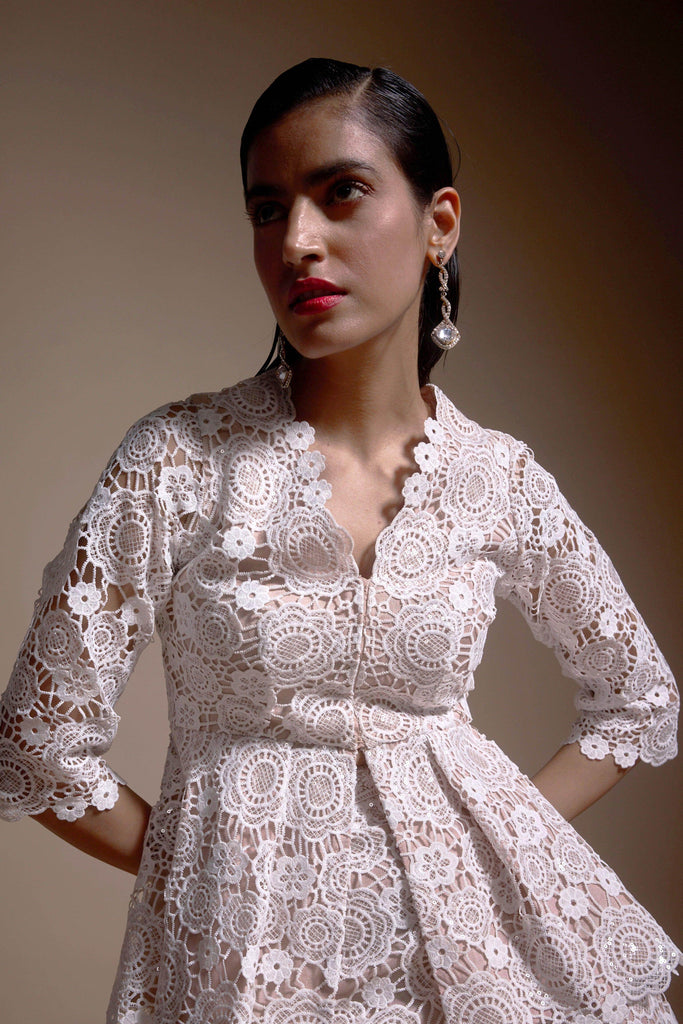 SEQUIN LACE PEPLUM TOP - dash and dot dash and dot