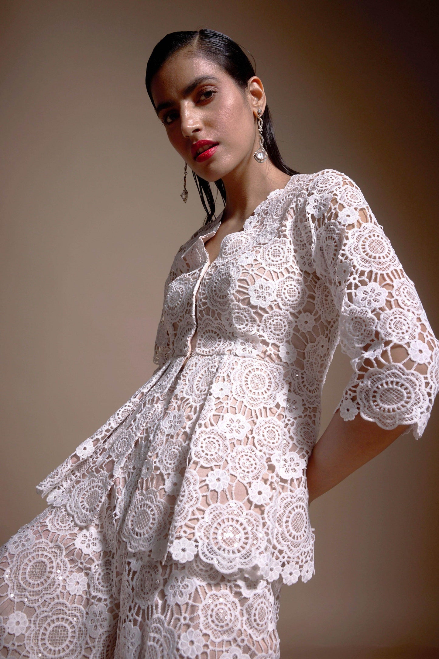 SEQUIN LACE PEPLUM TOP - dash and dot