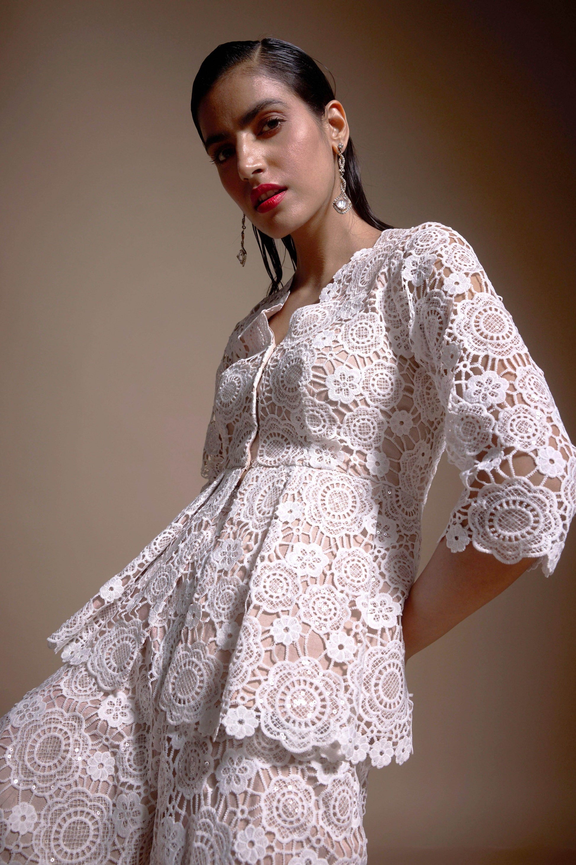 SEQUIN LACE PEPLUM TOP - dash and dot