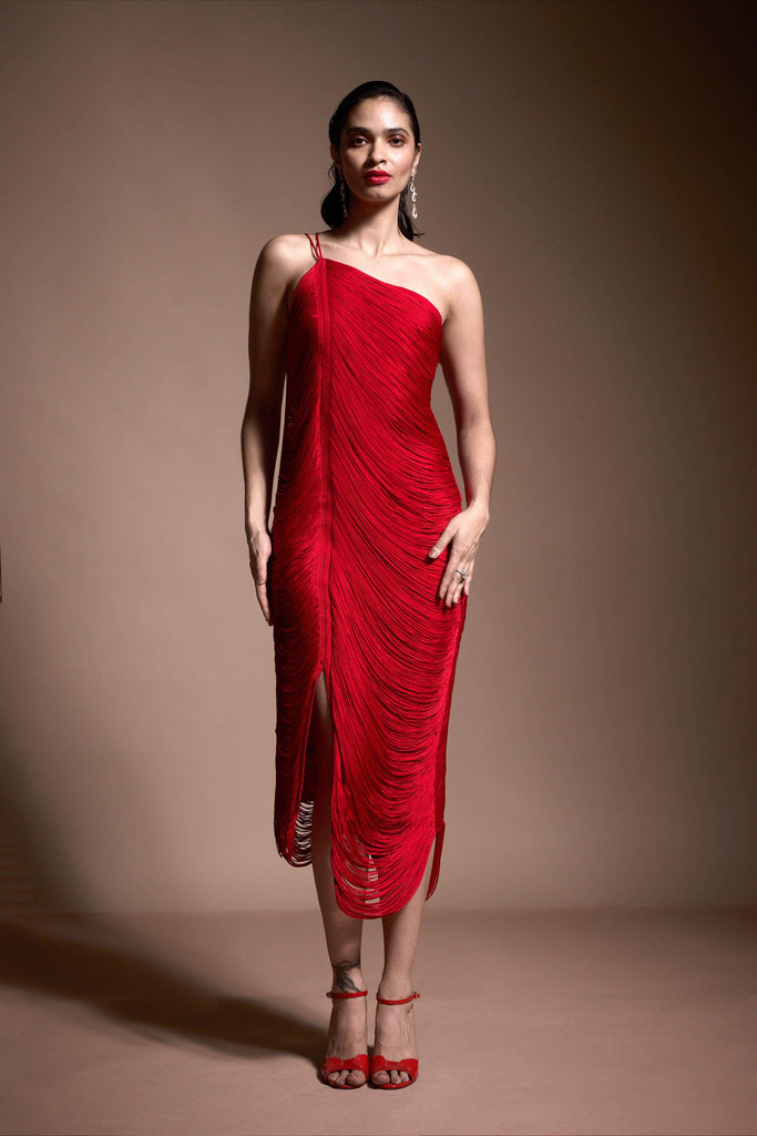 RED FRINGE DRESS - dash and dot dash and dot