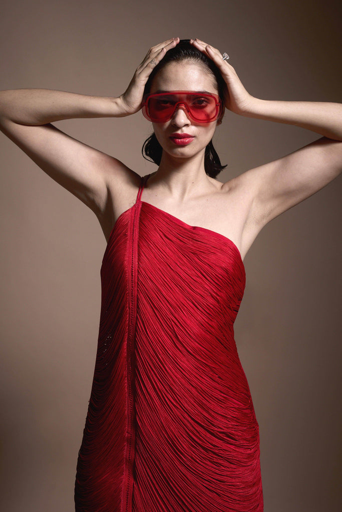 RED FRINGE DRESS - dash and dot dash and dot