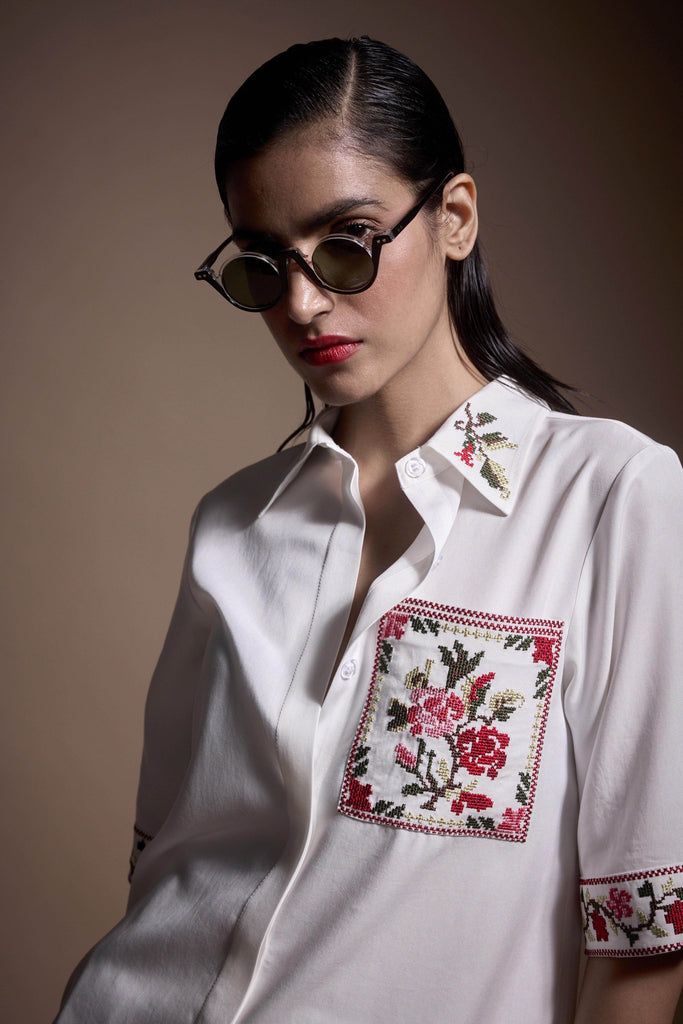 CROSS STITCH SHIRT - dash and dot dash and dot