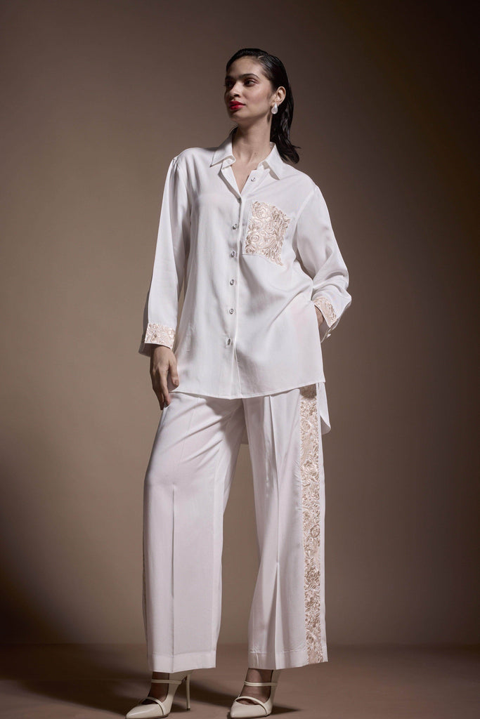 EMBROIDERED SIDE STRIPE PANT - dash and dot dash and dot