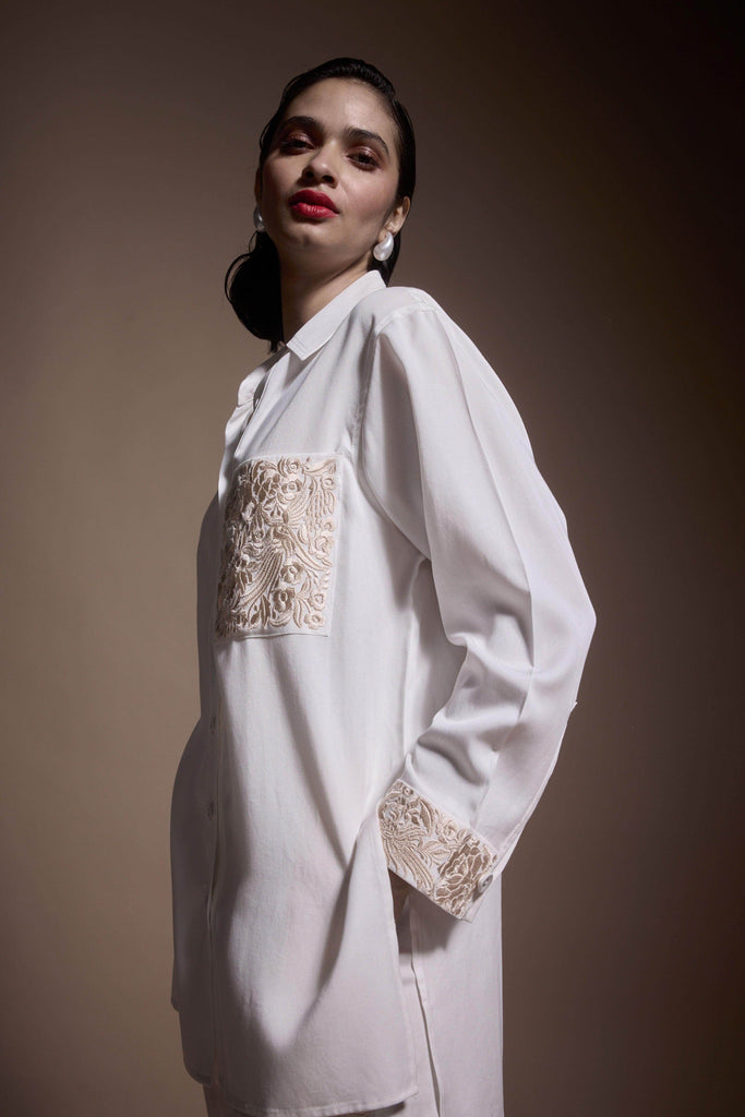 EMBROIDERED POCKET AND CUFF SHIRT - dash and dot dash and dot