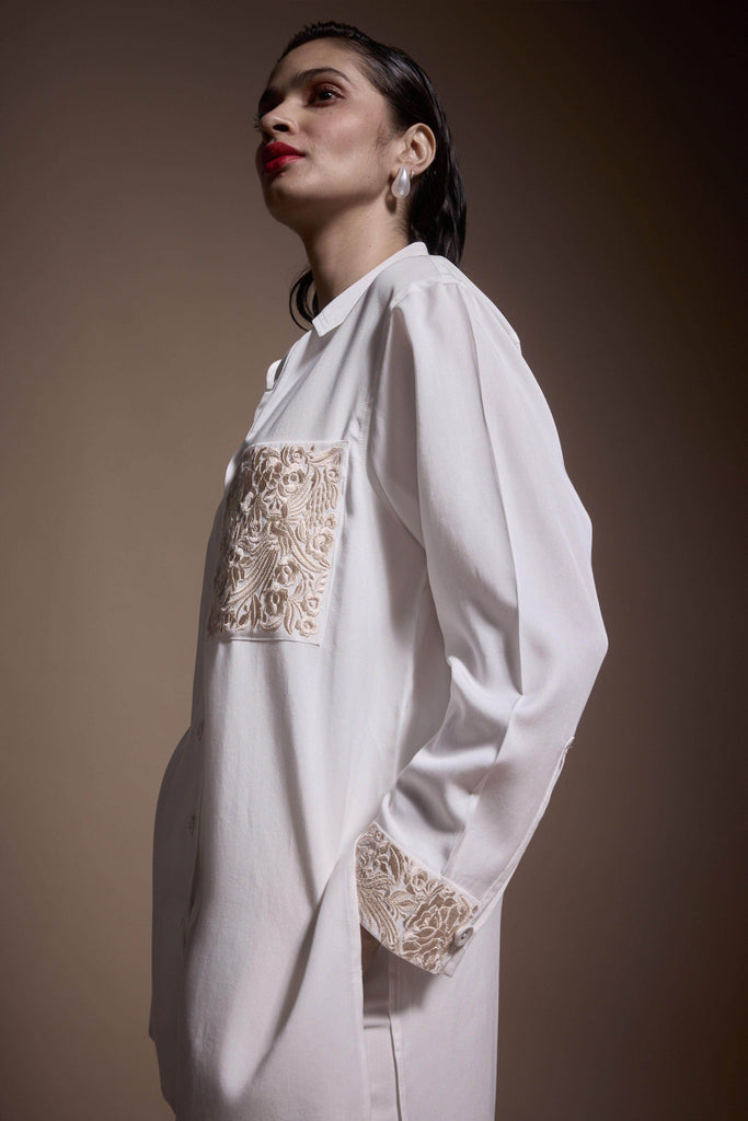 EMBROIDERED POCKET AND CUFF SHIRT - dash and dot dash and dot