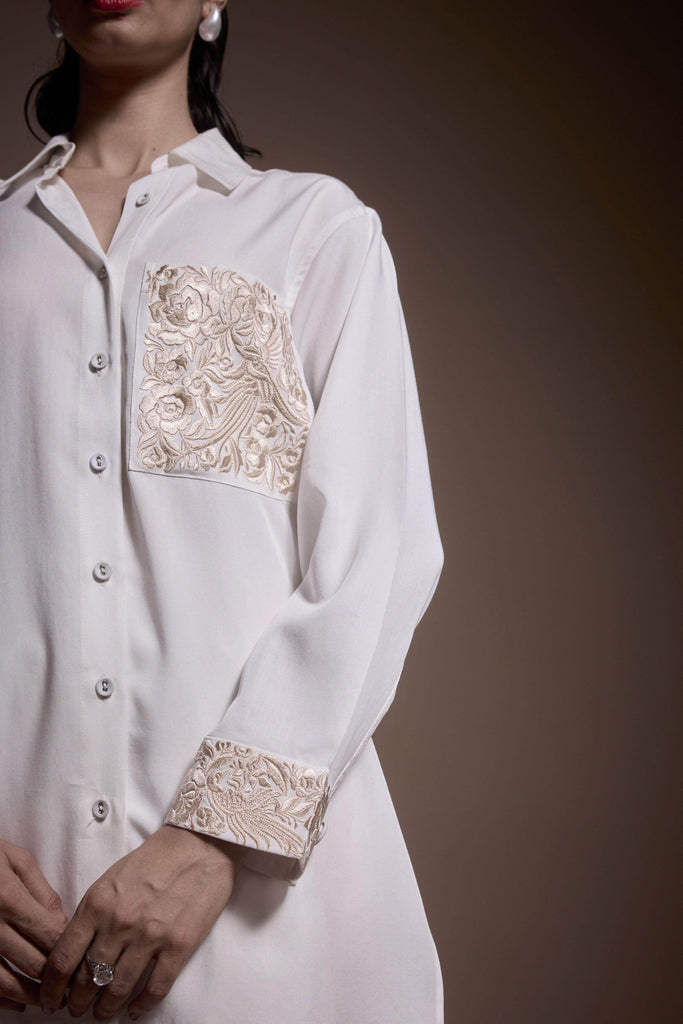 EMBROIDERED POCKET AND CUFF SHIRT - dash and dot dash and dot