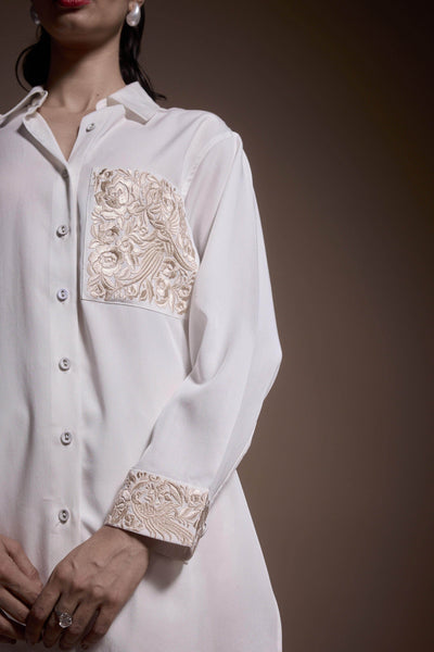 EMBROIDERED POCKET AND CUFF SHIRT - dash and dot