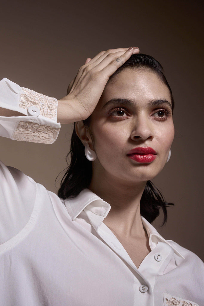 EMBROIDERED POCKET AND CUFF SHIRT - dash and dot dash and dot