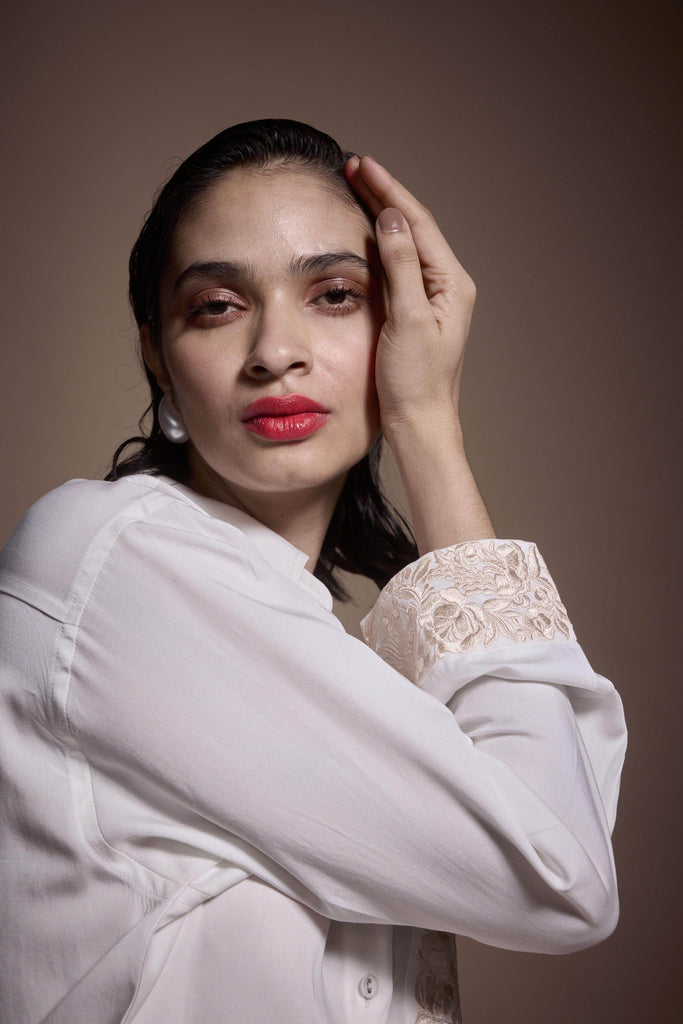 EMBROIDERED POCKET AND CUFF SHIRT - dash and dot dash and dot