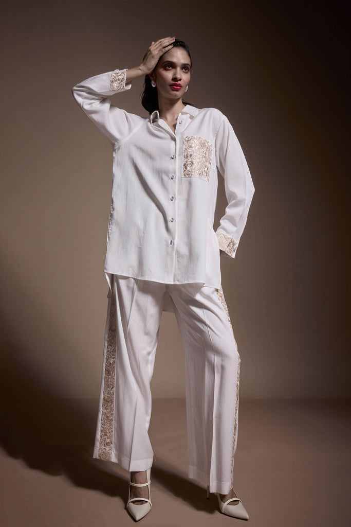 EMBROIDERED POCKET AND CUFF SHIRT - dash and dot dash and dot