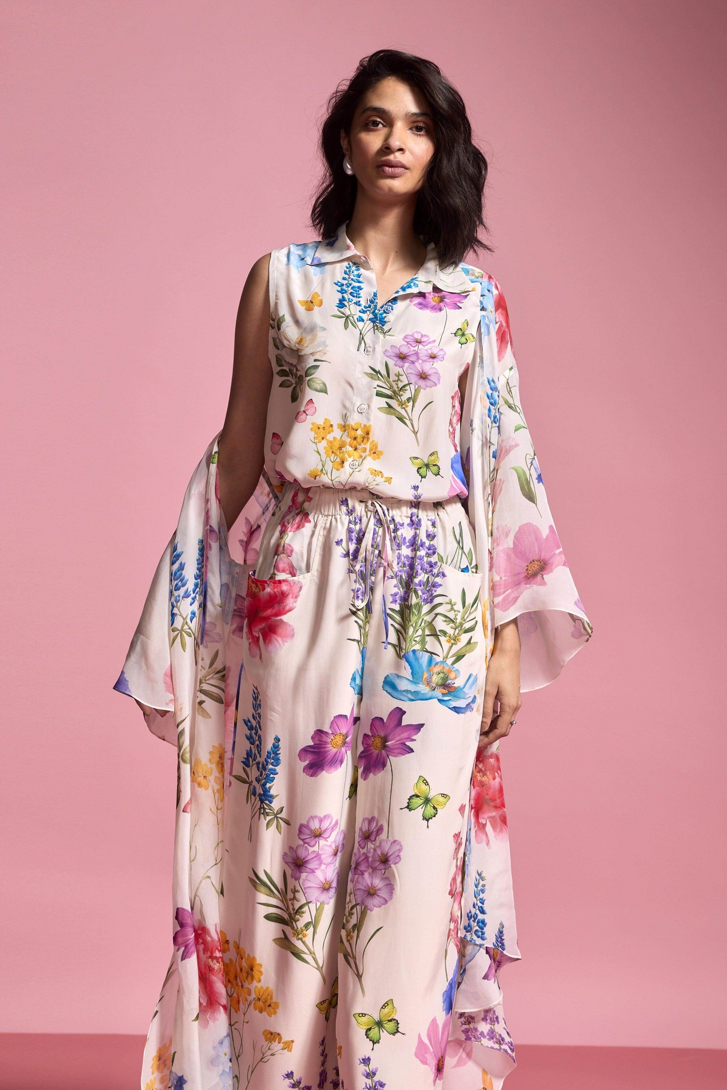 SLEEVELESS FLORAL PANT SET - dash and dot