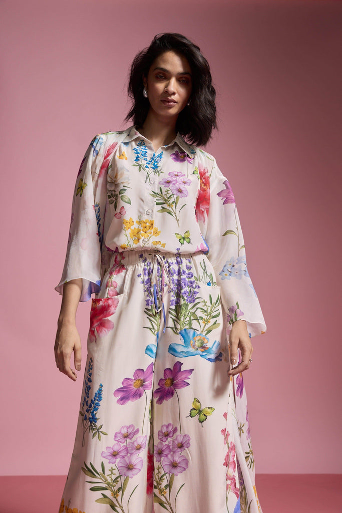 FLORAL WIDE-LEGGED PANT - dash and dot dash and dot