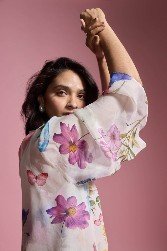 FRONT OPEN FLORAL SHIRT - dash and dot dash and dot