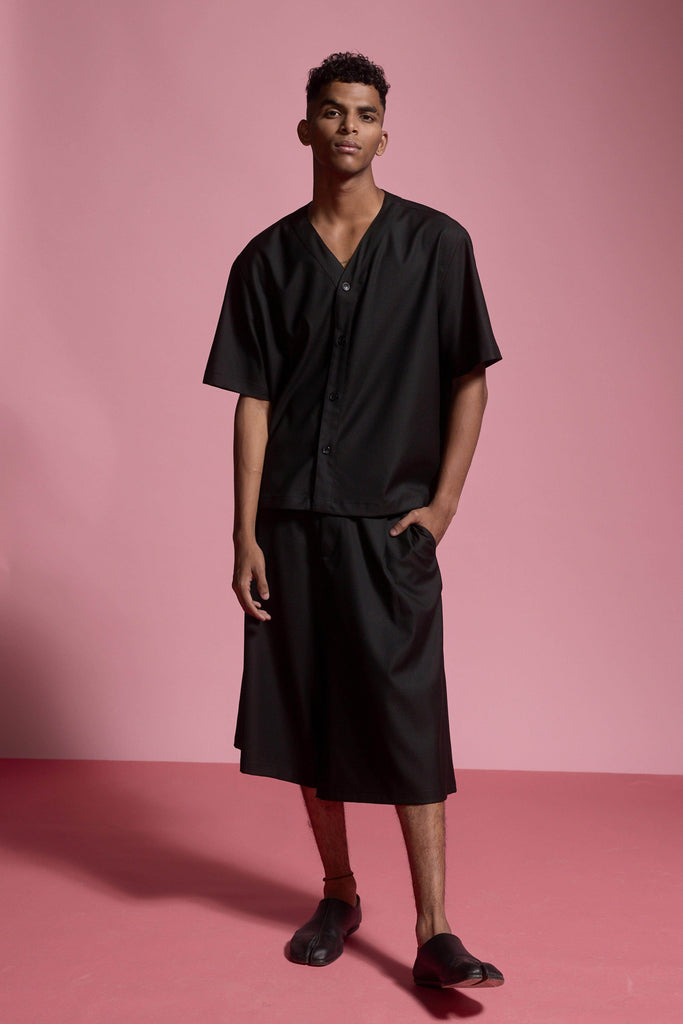 PLEATED LONG SHORTS - dash and dot dash and dot