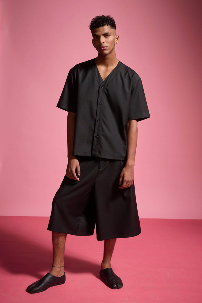 PLEATED LONG SHORTS - dash and dot dash and dot