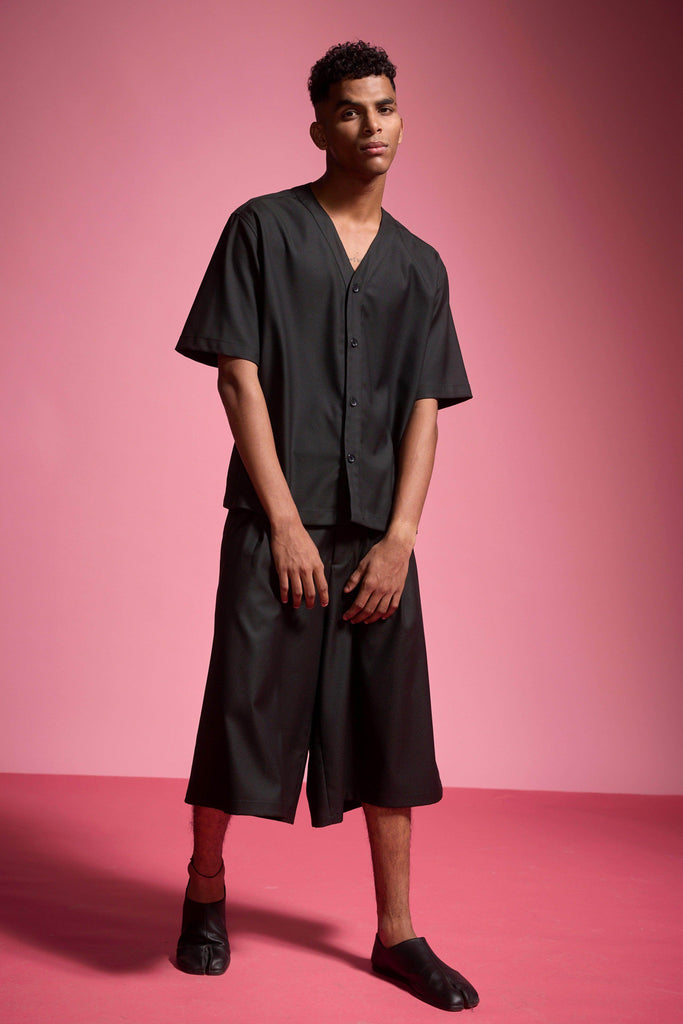 PLEATED LONG SHORTS - dash and dot dash and dot