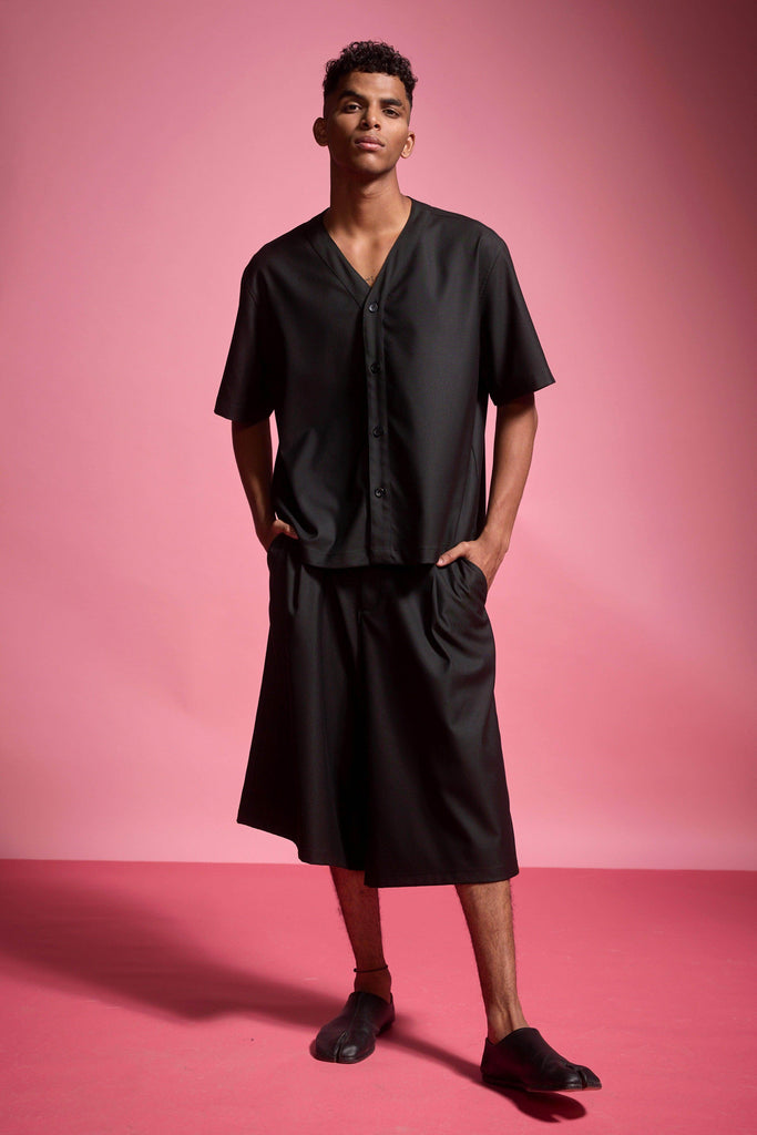 PLEATED LONG SHORTS - dash and dot dash and dot