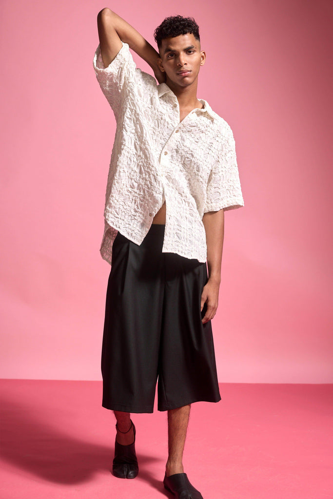 IRREGULAR PINTUCK HALF SLEEVE SHIRT - dash and dot dash and dot