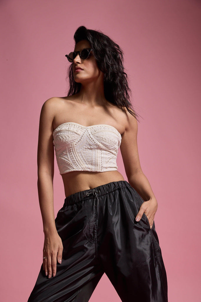 PEARL EMBROIDERED IVORY BRALETTE - dash and dot dash and dot