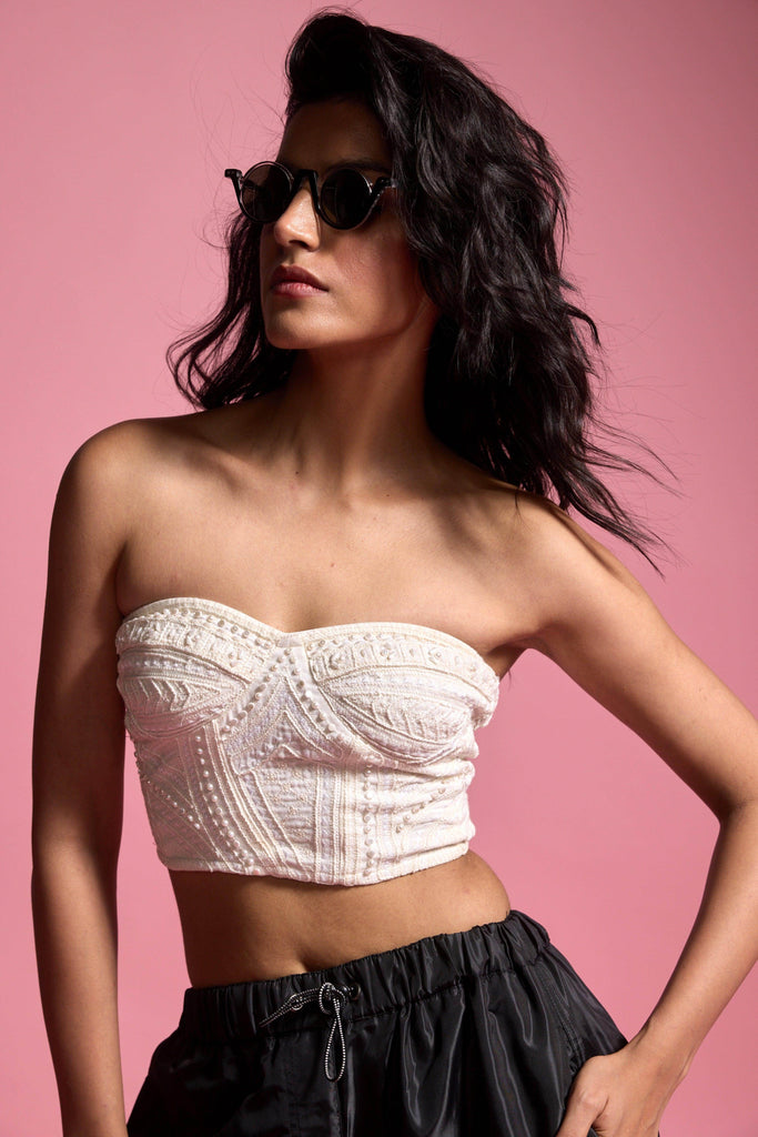 PEARL EMBROIDERED IVORY BRALETTE - dash and dot dash and dot