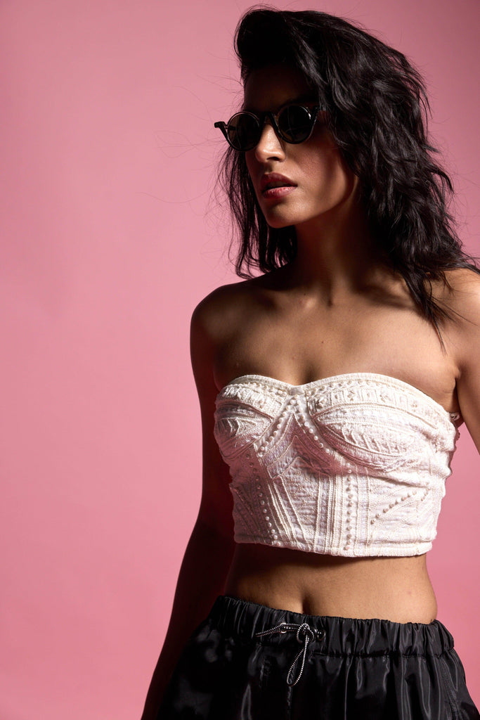 PEARL EMBROIDERED IVORY BRALETTE - dash and dot dash and dot