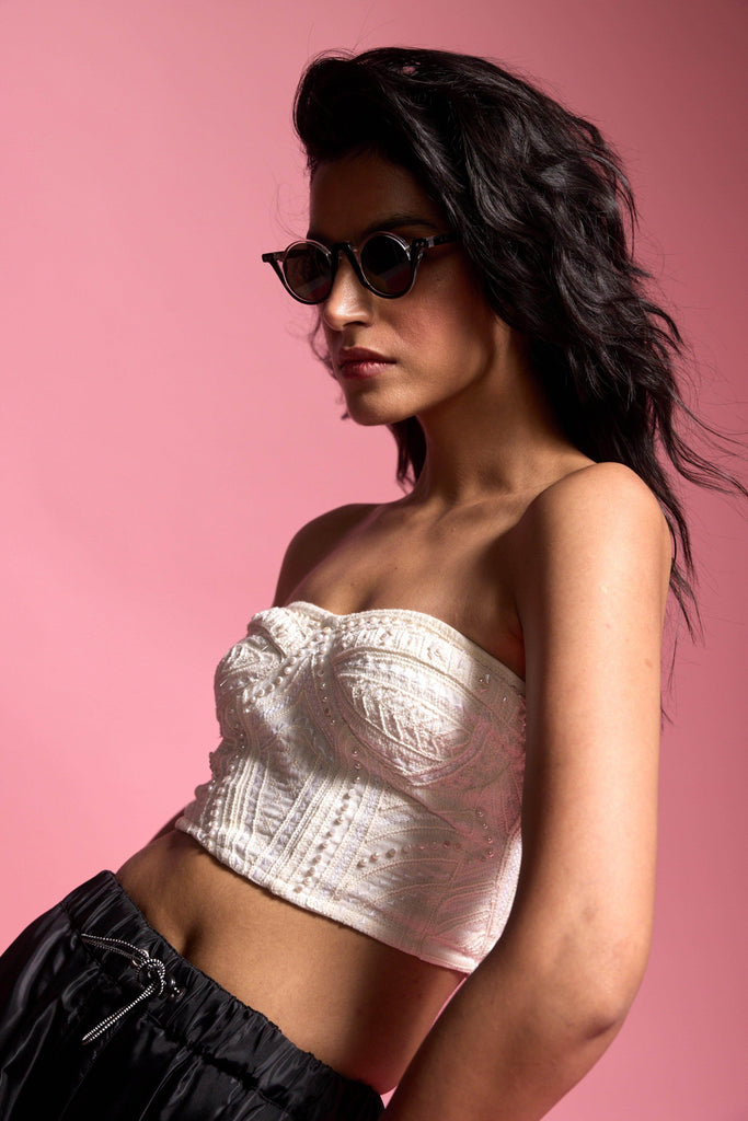 PEARL EMBROIDERED IVORY BRALETTE - dash and dot dash and dot