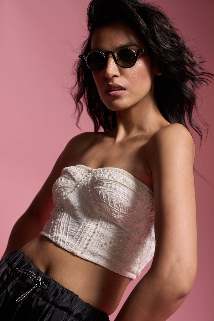 PEARL EMBROIDERED IVORY BRALETTE - dash and dot dash and dot