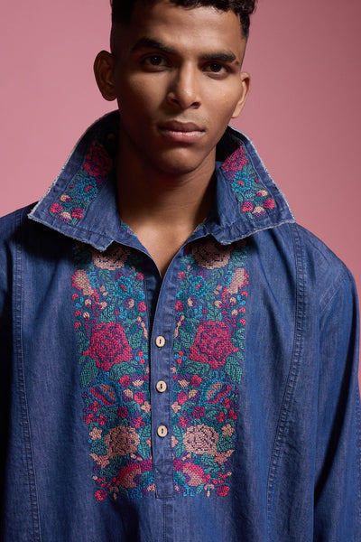 DENIM POPOVER SHIRT - dash and dot