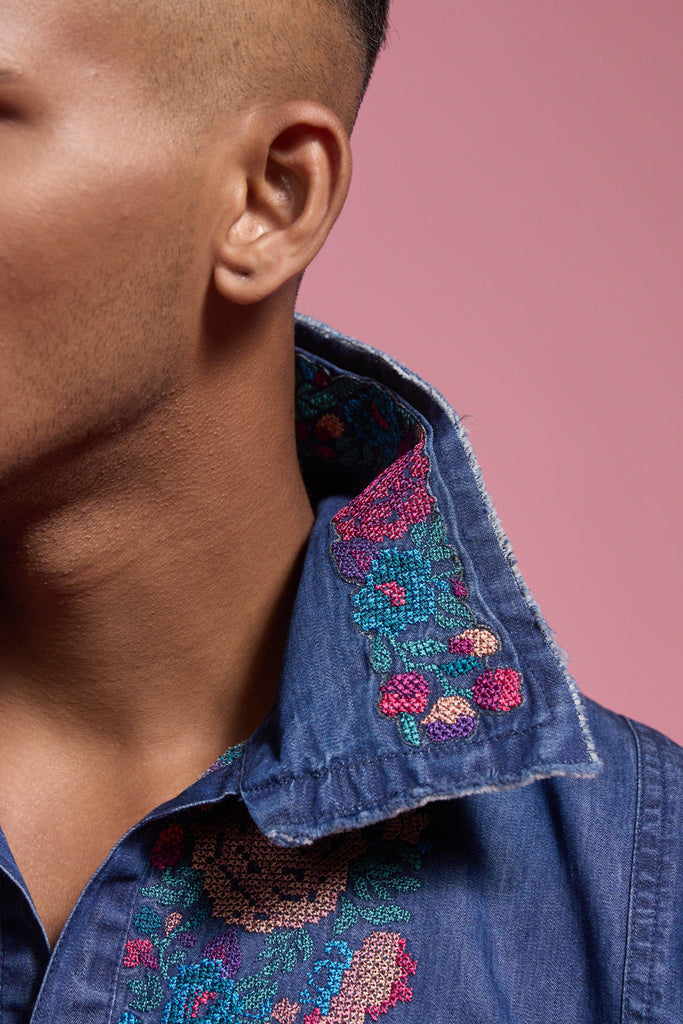 DENIM POPOVER SHIRT - dash and dot dash and dot