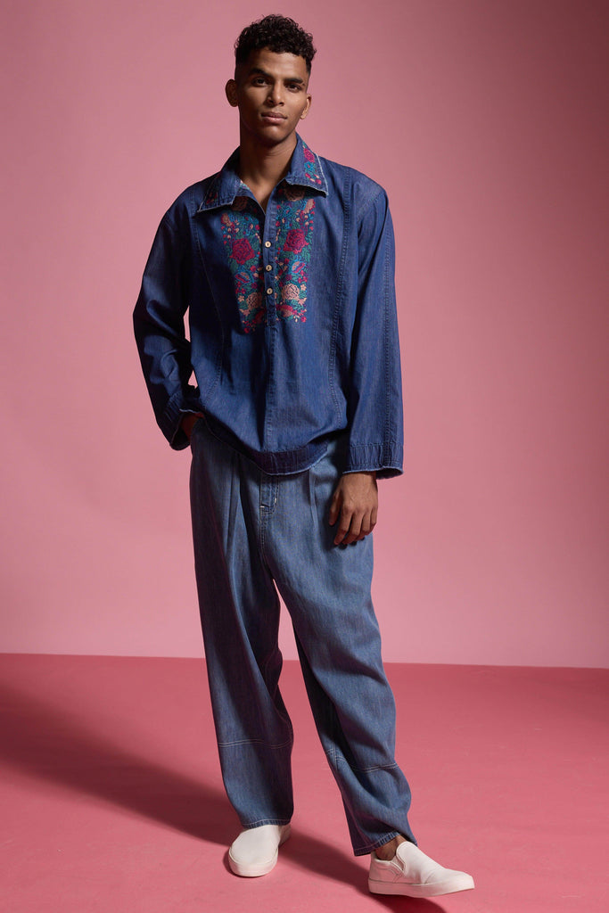 DENIM POPOVER SHIRT - dash and dot dash and dot