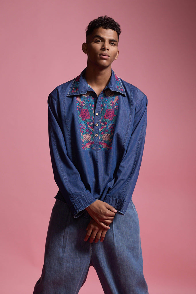 DENIM POPOVER SHIRT - dash and dot dash and dot