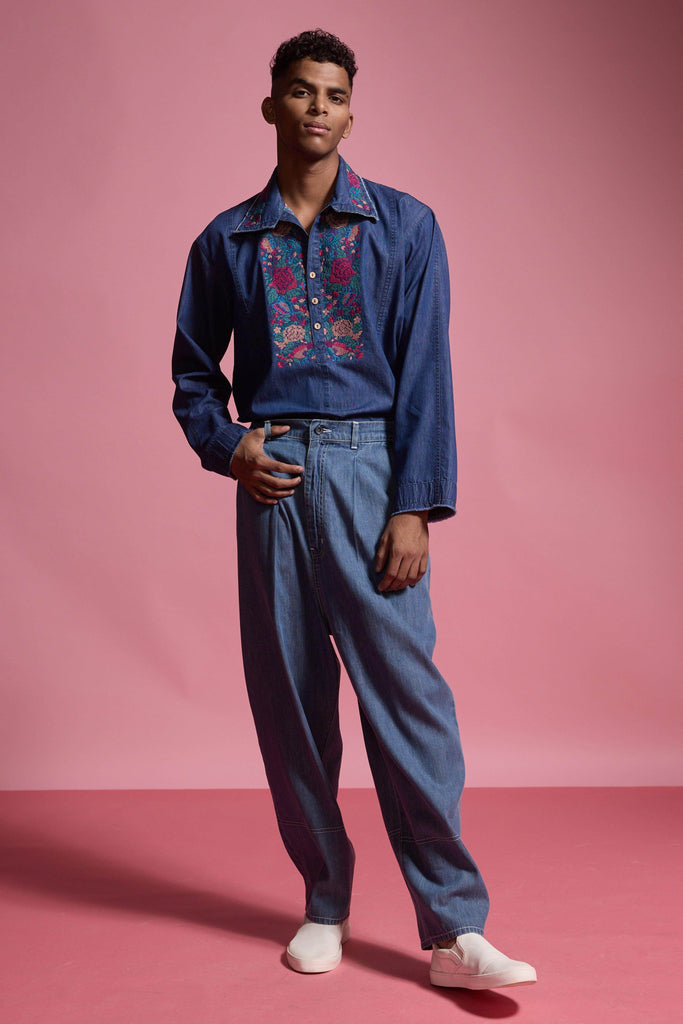 DENIM POPOVER SHIRT - dash and dot dash and dot