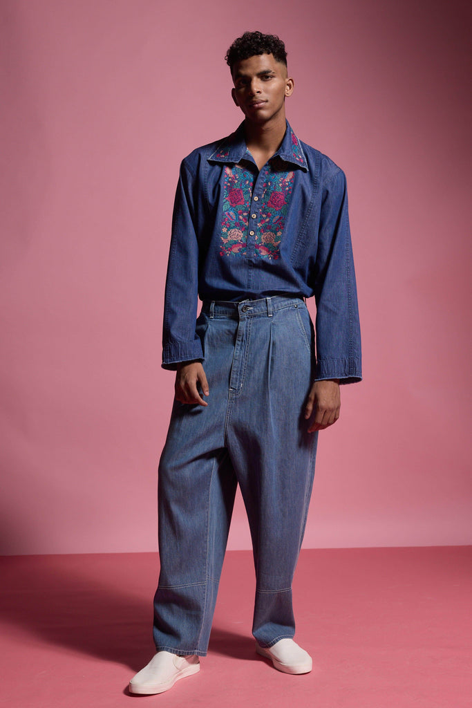 DENIM POPOVER SHIRT - dash and dot dash and dot